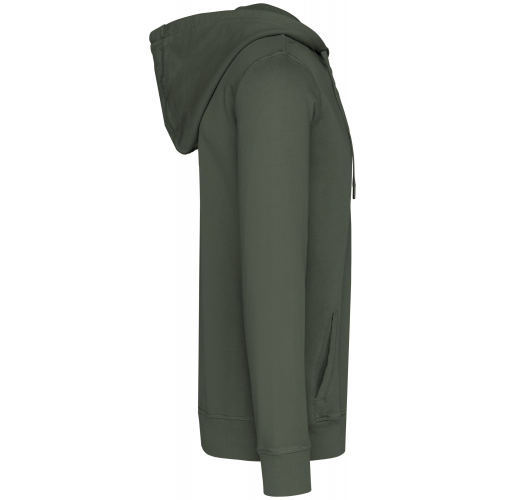 washed organic khaki Sudadera ecorresponsable cremallera y capucha French Terry unisex
