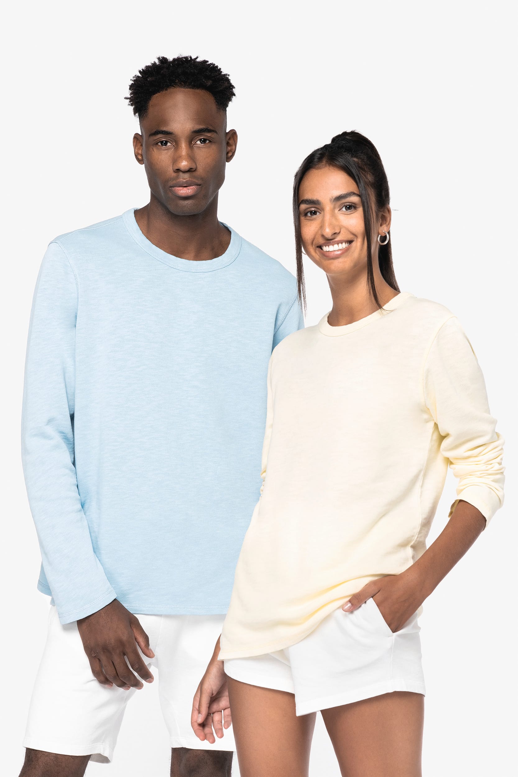Sudadera ecorresponsable de cuello redondo efecto lavado French Terry unisex