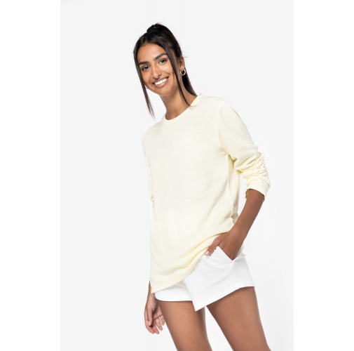 Sudadera ecorresponsable de cuello redondo efecto lavado French Terry unisex