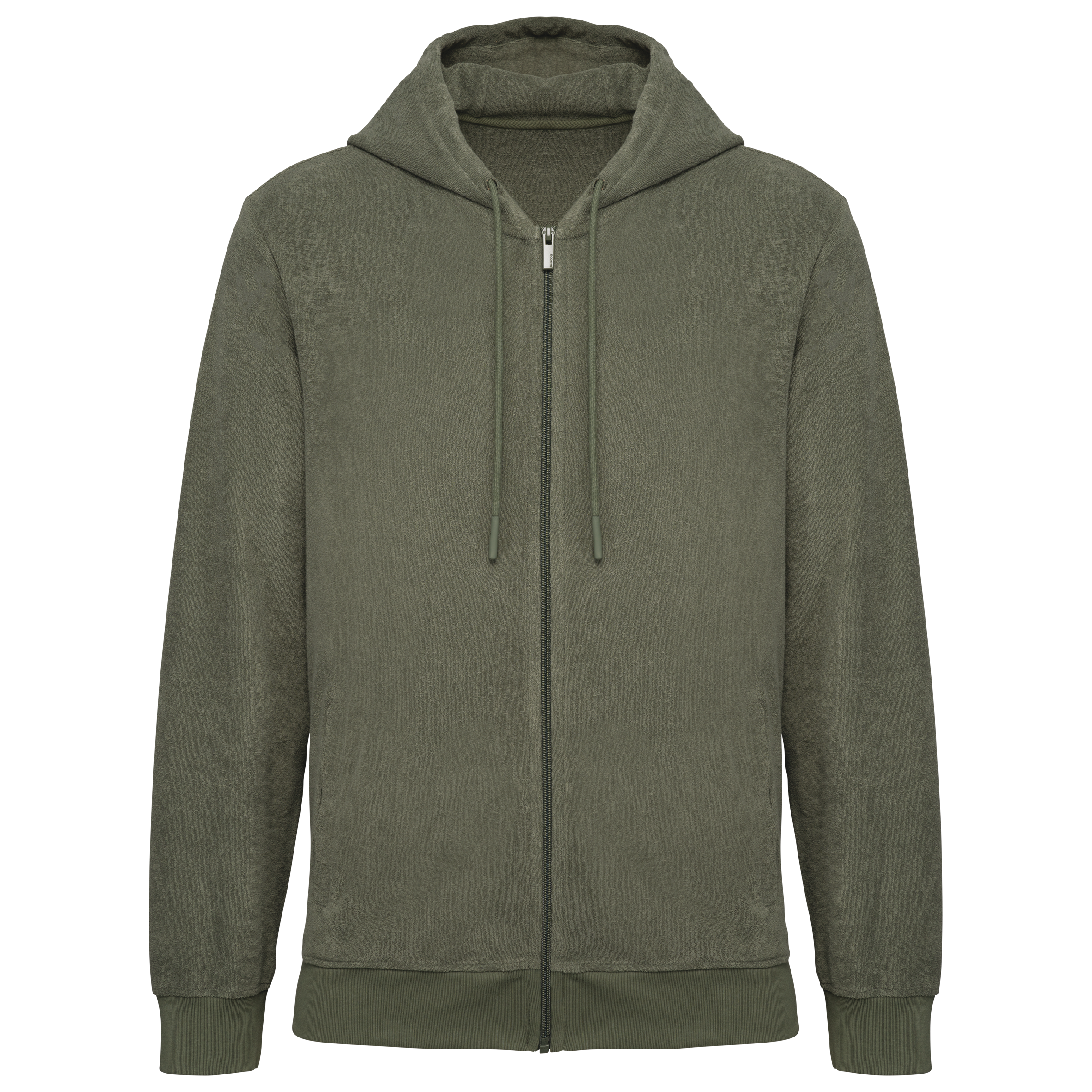 Sudadera ecorresponsable de rizo con capucha y cremallera hombre