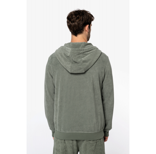 Sudadera ecorresponsable de rizo con capucha y cremallera hombre