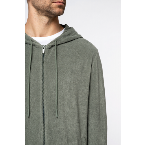 Sudadera ecorresponsable de rizo con capucha y cremallera hombre