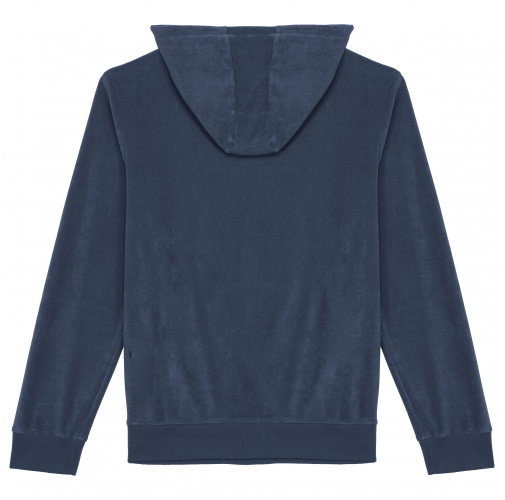 navy blue Sudadera ecorresponsable de rizo con capucha y cremallera hombre
