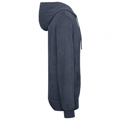 navy blue Sudadera ecorresponsable de rizo con capucha y cremallera hombre
