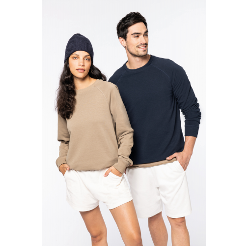 Sudadera ecorresponsable cuello redondo y mangas raglán French Terry unisex
