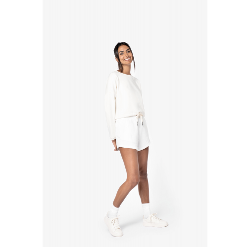 Sudadera ecorresponsable de cuello redondo oversize crop mujer
