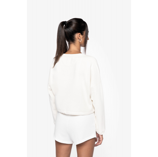 Sudadera ecorresponsable de cuello redondo oversize crop mujer
