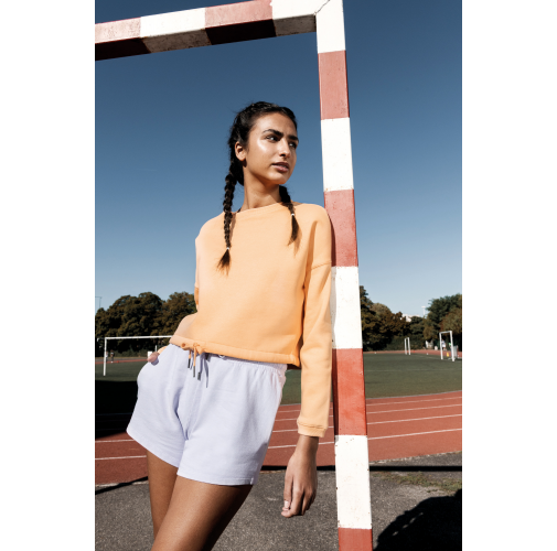 Sudadera ecorresponsable de cuello redondo oversize crop mujer