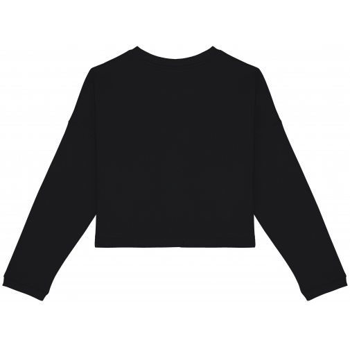 black Sudadera ecorresponsable de cuello redondo oversize crop mujer