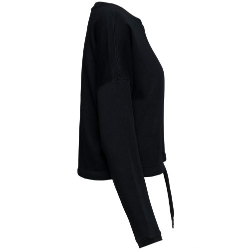 black Sudadera ecorresponsable de cuello redondo oversize crop mujer