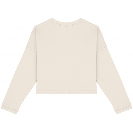 ivory Sudadera ecorresponsable de cuello redondo oversize crop mujer