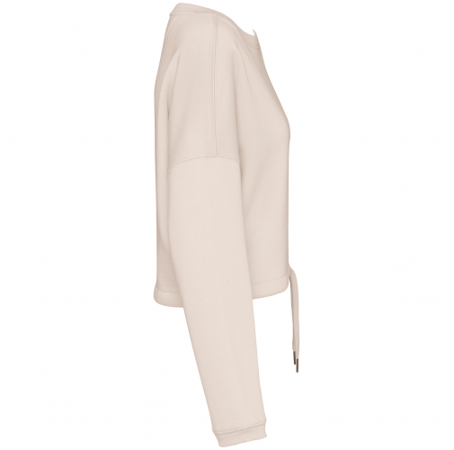 ivory Sudadera ecorresponsable de cuello redondo oversize crop mujer