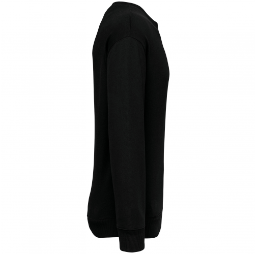 black Sudadera ecorresponsable cuello redondo y hombros caídos French Terry unisex