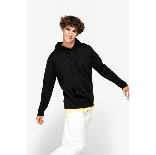 Sudadera ecorresponsable con capucha y hombros caídos French Terry unisex