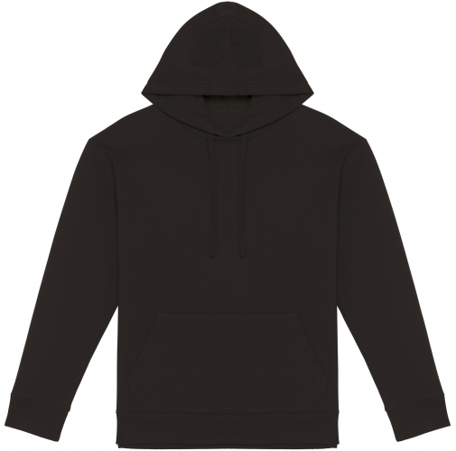 black Sudadera ecorresponsable con capucha y hombros caídos French Terry unisex