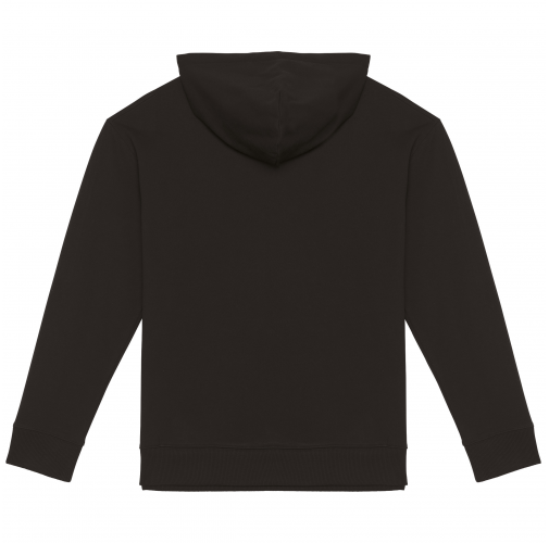black Sudadera ecorresponsable con capucha y hombros caídos French Terry unisex