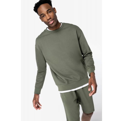 Sudadera ecorresponsable cuello redondo y hombros caídos felpa perchada unisex