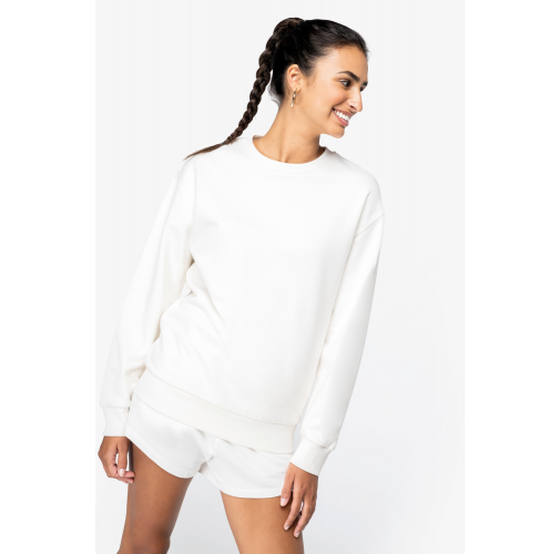 Sudadera ecorresponsable cuello redondo y hombros caídos felpa perchada unisex