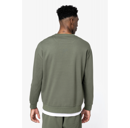 Sudadera ecorresponsable cuello redondo y hombros caídos felpa perchada unisex