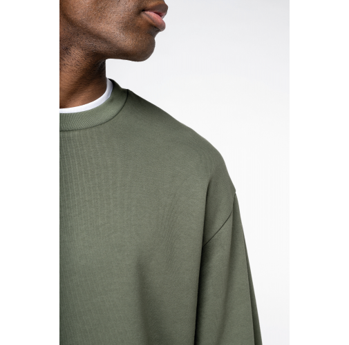 Sudadera ecorresponsable cuello redondo y hombros caídos felpa perchada unisex