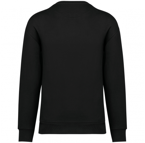 black Sudadera ecorresponsable cuello redondo y hombros caídos felpa perchada unisex