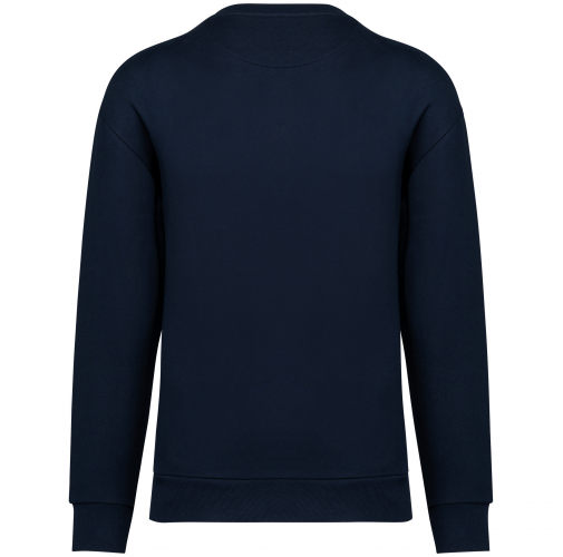 navy blue Sudadera ecorresponsable cuello redondo y hombros caídos felpa perchada unisex