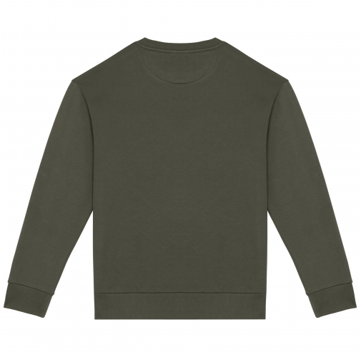 organic khaki Sudadera ecorresponsable cuello redondo y hombros caídos felpa perchada unisex