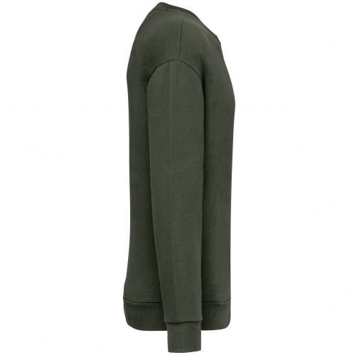 organic khaki Sudadera ecorresponsable cuello redondo y hombros caídos felpa perchada unisex