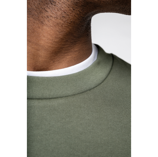 Sudadera ecorresponsable cuello redondo y hombros caídos felpa perchada unisex