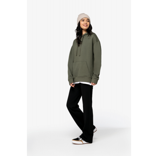 Sudadera ecorresponsable con capucha y hombros caídos felpa perchada unisex