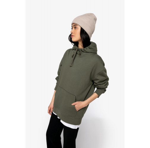 Sudadera ecorresponsable con capucha y hombros caídos felpa perchada unisex