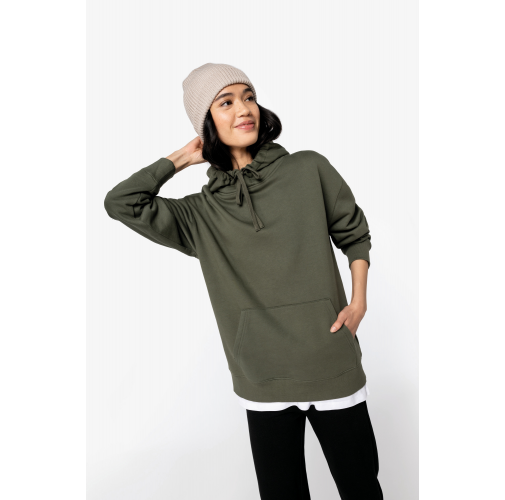 Sudadera ecorresponsable con capucha y hombros caídos felpa perchada unisex