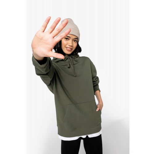 Sudadera ecorresponsable con capucha y hombros caídos felpa perchada unisex