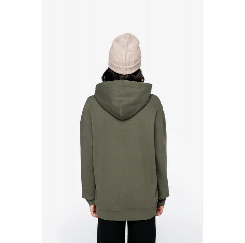 Sudadera ecorresponsable con capucha y hombros caídos felpa perchada unisex