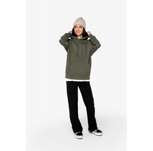 Sudadera ecorresponsable con capucha y hombros caídos felpa perchada unisex