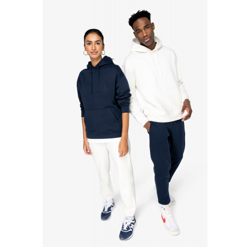 Sudadera ecorresponsable con capucha y hombros caídos felpa perchada unisex