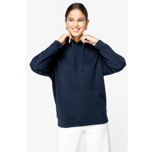 Sudadera ecorresponsable con capucha y hombros caídos felpa perchada unisex