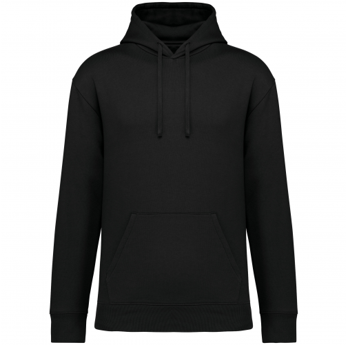 black Sudadera ecorresponsable con capucha y hombros caídos felpa perchada unisex