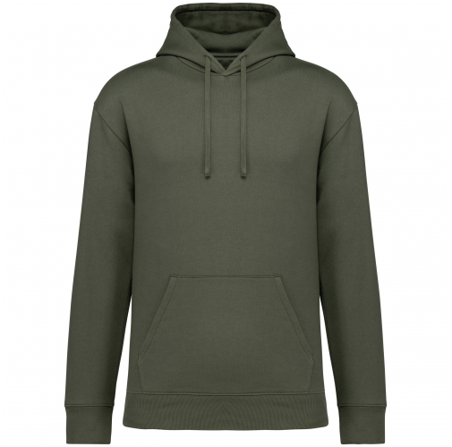 organic khaki Sudadera ecorresponsable con capucha y hombros caídos felpa perchada unisex