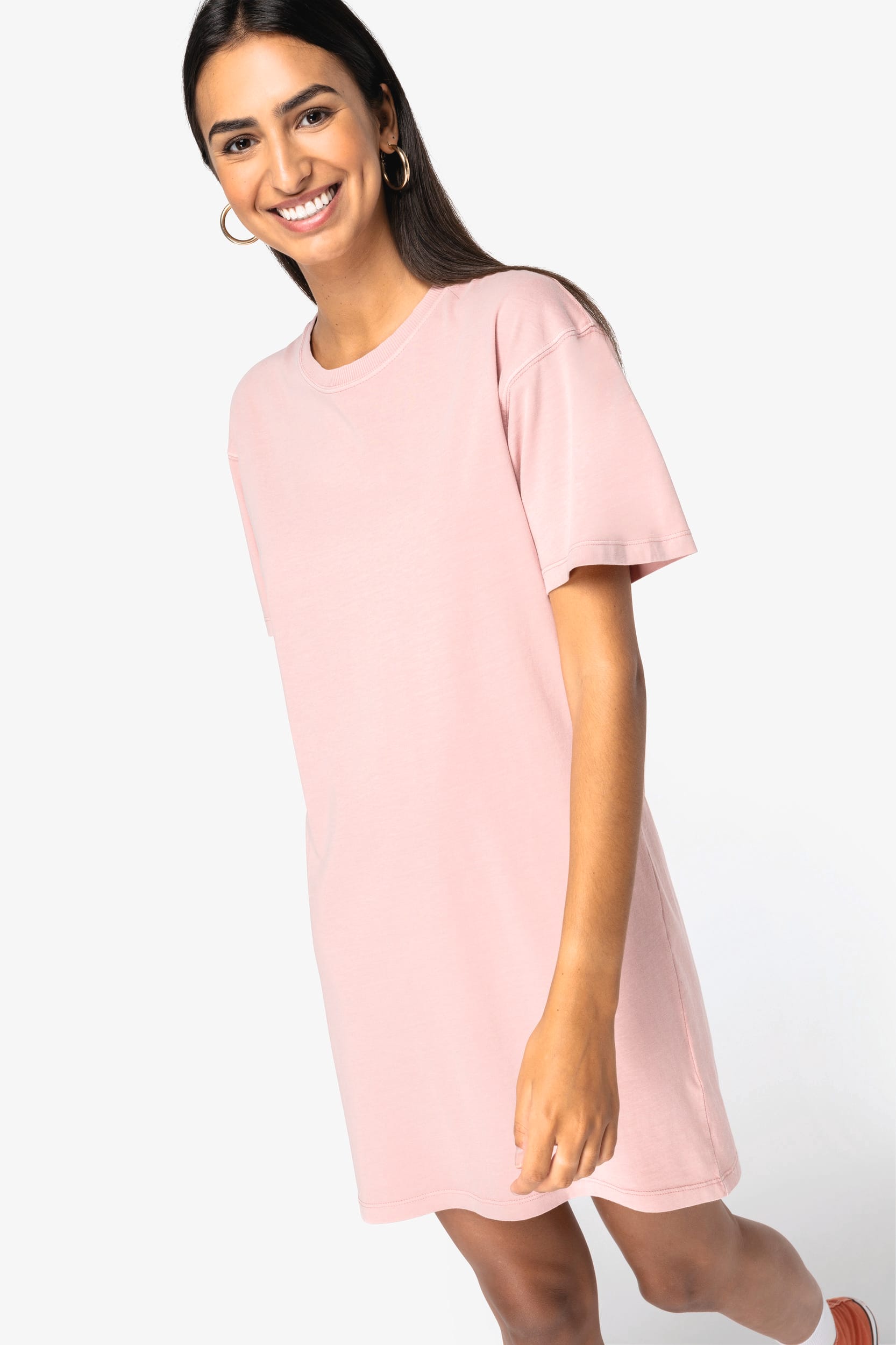Vestido tipo camiseta ecorresponsable efecto lavado mujer