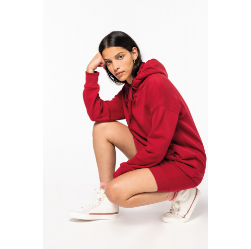 Vestido tipo sudadera ecorresponsable con capucha mujer
