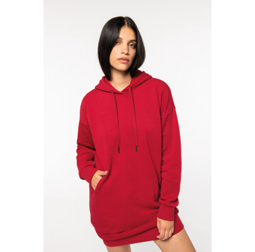 Vestido tipo sudadera ecorresponsable con capucha mujer