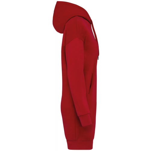 hibiscus red Vestido tipo sudadera ecorresponsable con capucha mujer