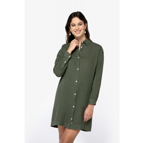 Vestido camisero ecorresponsable de lino mujer