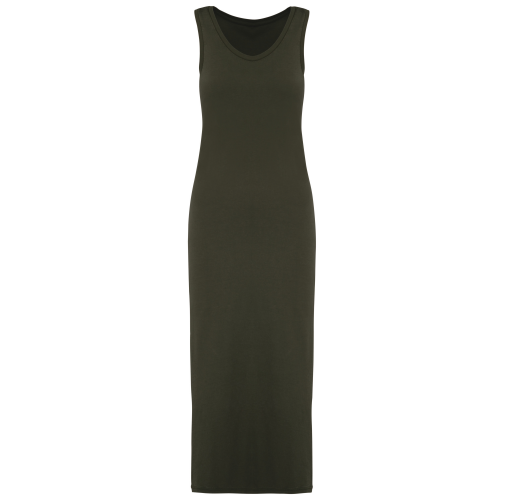 washed organic khaki Vestido ecorresponsable efecto lavado de punto jersey mujer