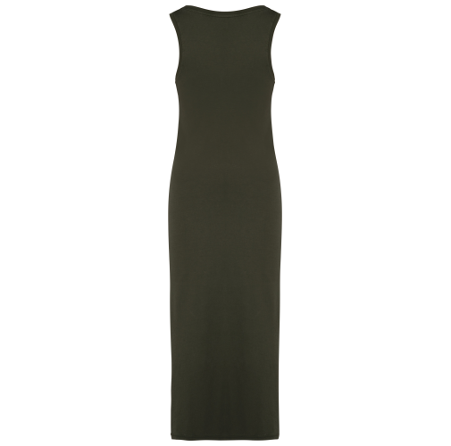 washed organic khaki Vestido ecorresponsable efecto lavado de punto jersey mujer