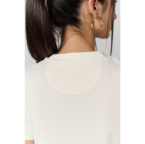 Vestido tipo camiseta ecorresponsable de rizo y hombros caídos mujer