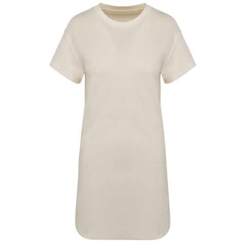 ivory Vestido tipo camiseta ecorresponsable de rizo y hombros caídos mujer