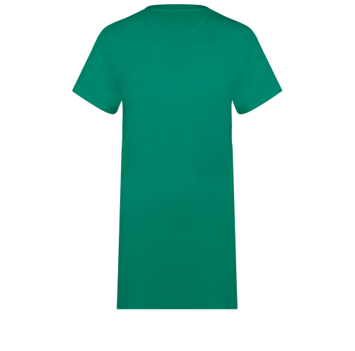 malachite green Vestido tipo camiseta ecorresponsable de rizo y hombros caídos mujer