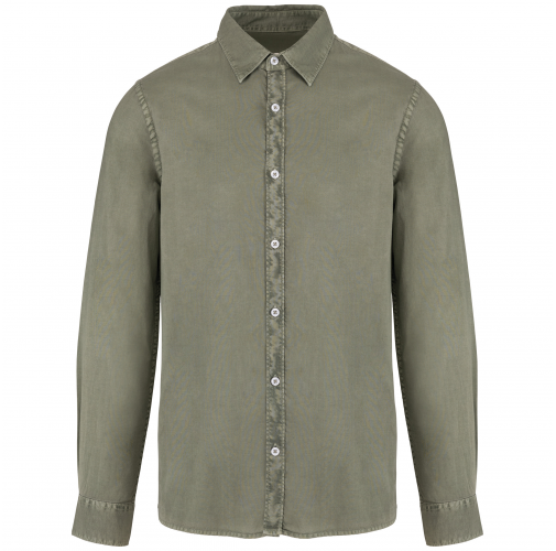 washed pale khaki Camisa ecorresponsable efecto lavado hombre